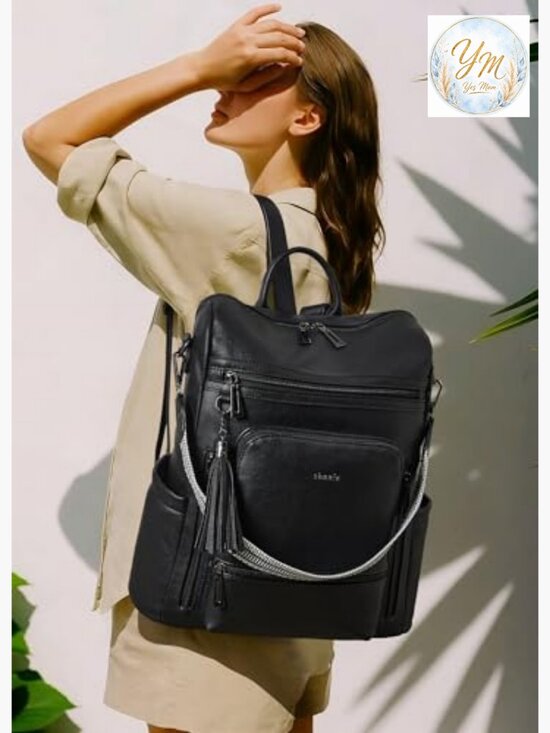 Vegan Leather Laptop Backpack 15.6 inch Work Travel Backpack main image 4